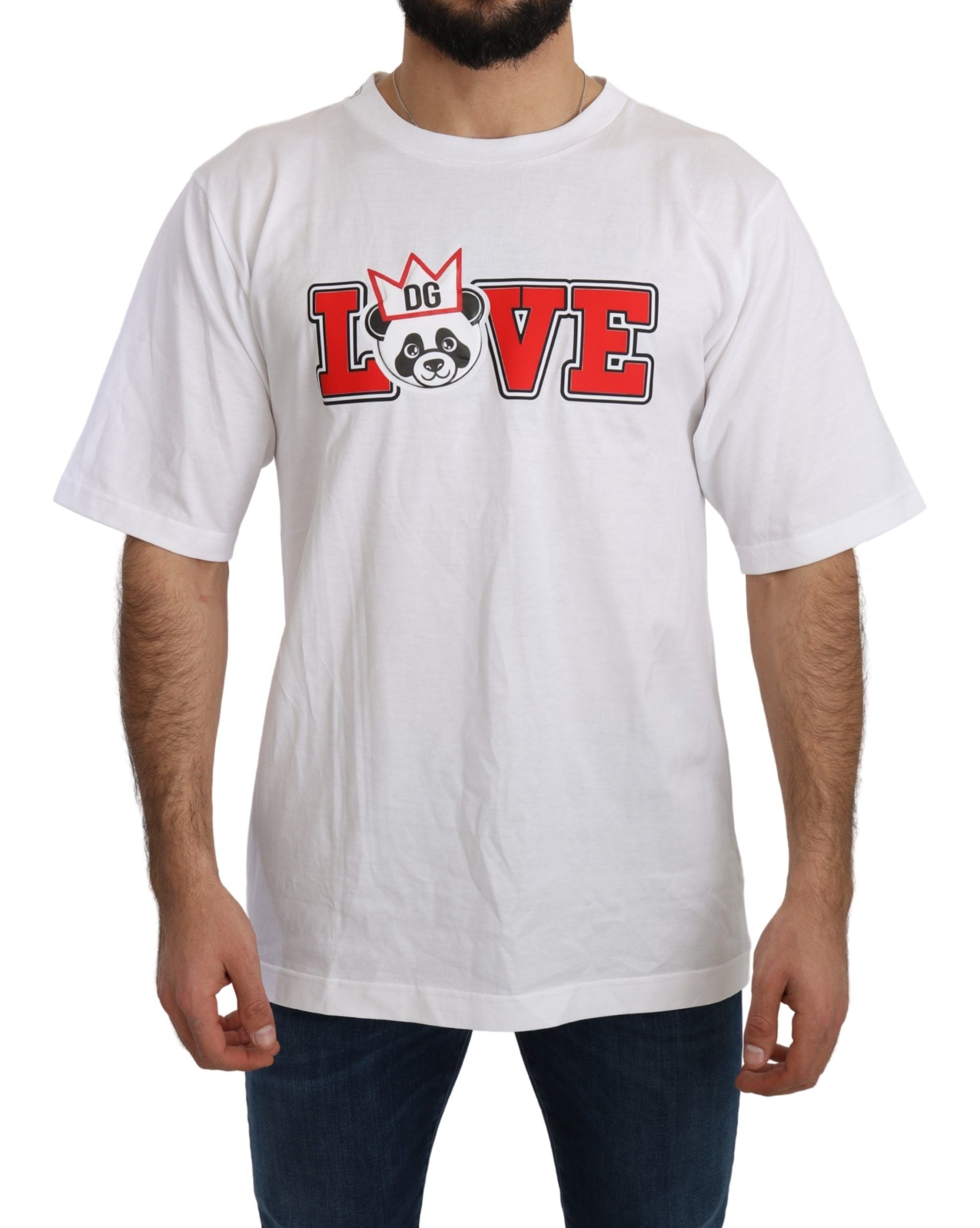 Dolce & Gabbana White Love Panda Baskılı Üst Tişört
